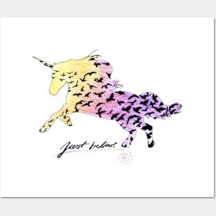 Just believe ombre unicorn art print Posters and Art